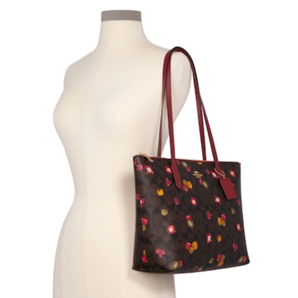 COACH Zip Top Tote In Signature Canvas With Ornament Print - Picture 2 of 5